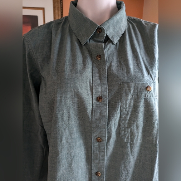 NEW L.L.Bean Women's Tops / Blouse Size 1X Plus Green 98% Cotton 2% Spandex - Picture 3 of 10